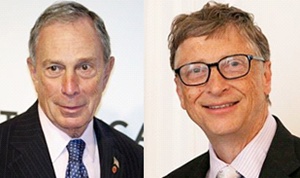 Former New York mayor Michael Bloomberg (left) and Bill Gates